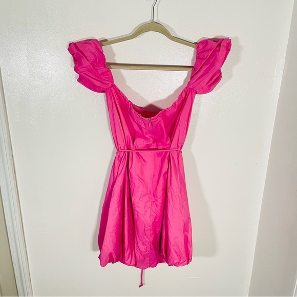 NEW STAUD Ash Bubble Hem Belted Mini Dress Pink Barbiecore Preppy Retro Sporty - Picture 5 of 10